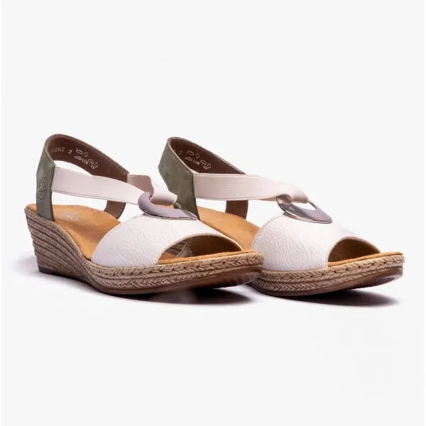 624H6-80 Ladies Slingback Wedges White Multi sold by Shuperb product image thumbnail 2