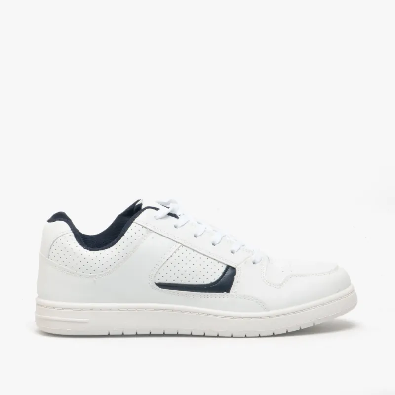 DEK EUSTON Mens Lace Up Trainers White/Navy Blue sold by Shuperb