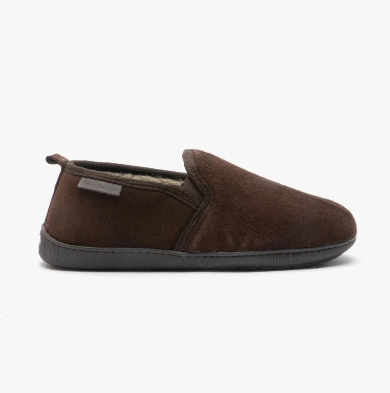 Hush Puppies ARNOLD Mens Suede Full Slippers Brown sold by Shuperb