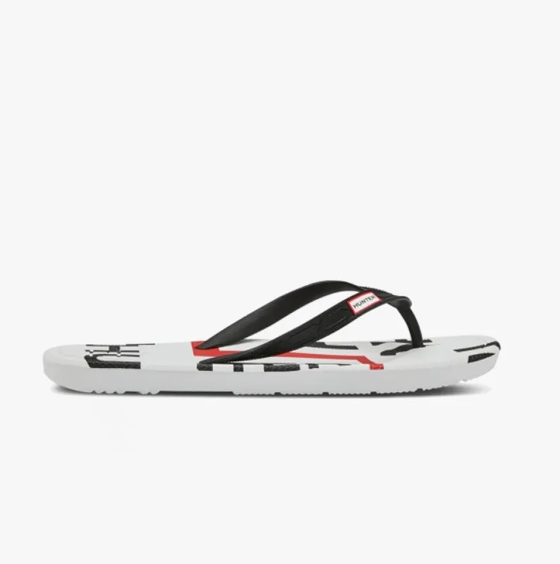 Hunter EXPLODED LOGO FLIP FLOP Womens Sandals Black made by Hunter