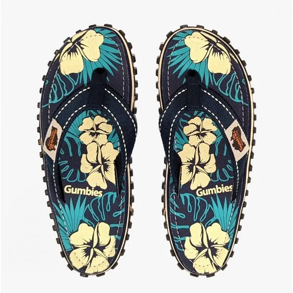 Gumbies ISLANDER Unisex Recycled Flip-Flops Blue Hibiscus sold by Shuperb