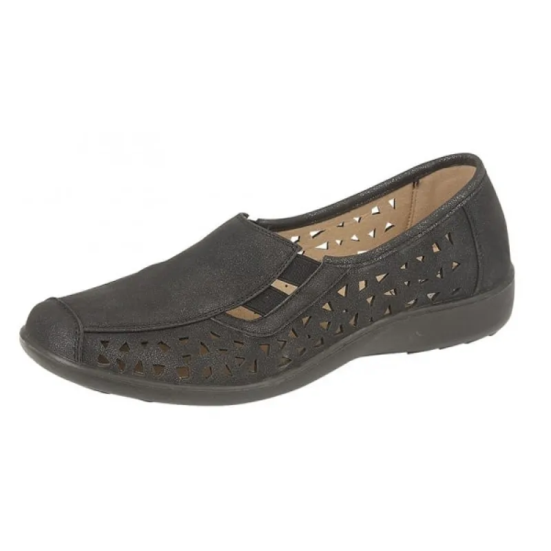 Boulevard MARSHA Womens Cut-Out Slip-On Shoes Black sold by Shuperb