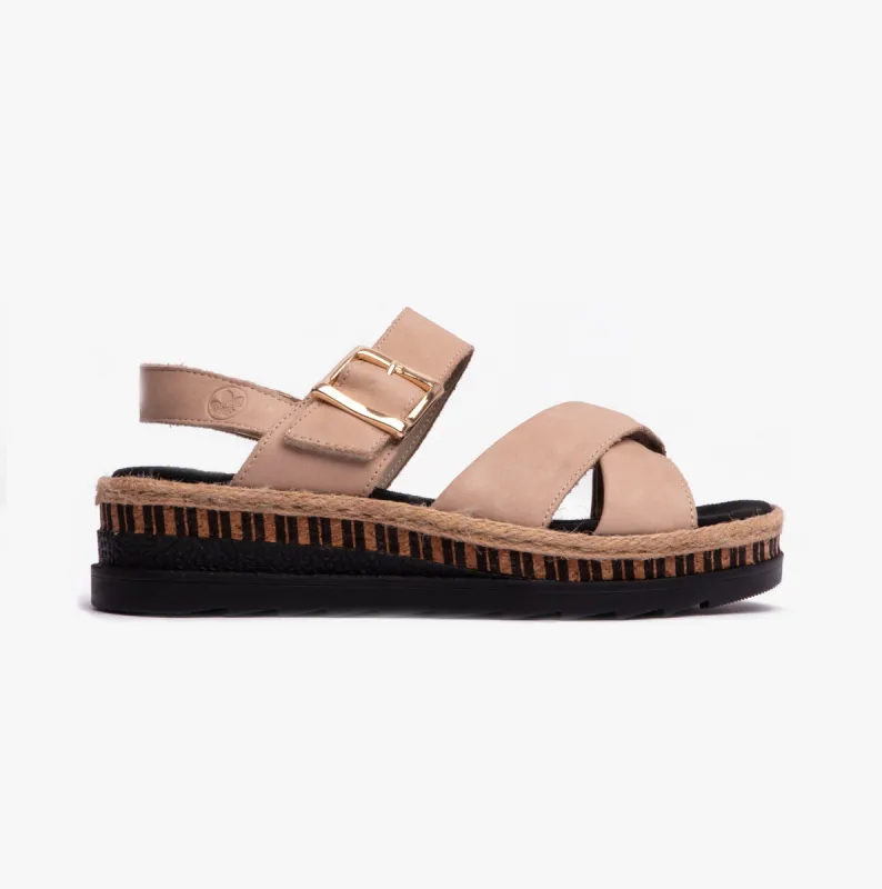 Rieker V7951-60 Womens Sandals Beige sold by Shuperb