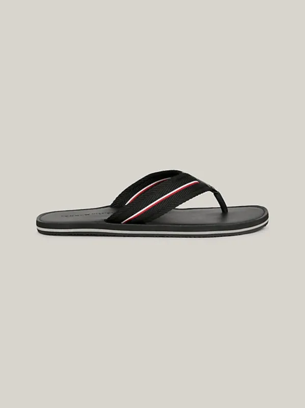 HILFIGER LEATHER Mens Flip Flops Black sold by Shuperb