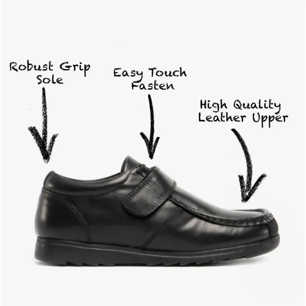 Roamers GENERALS Boys Leather Touch Fasten Shoes Black sold by Shuperb