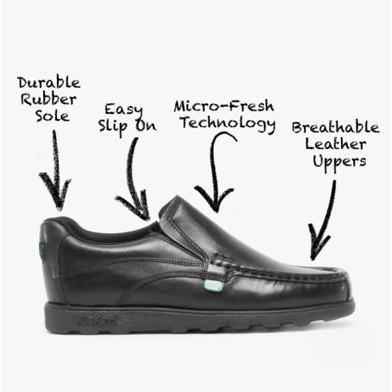 FRAGMA SLIP Junior Boys Leather Shoes Black made by Kickers
