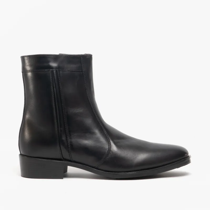 Scimitar RILEY Mens Leather Cuban Heel Boots Black sold by Shuperb