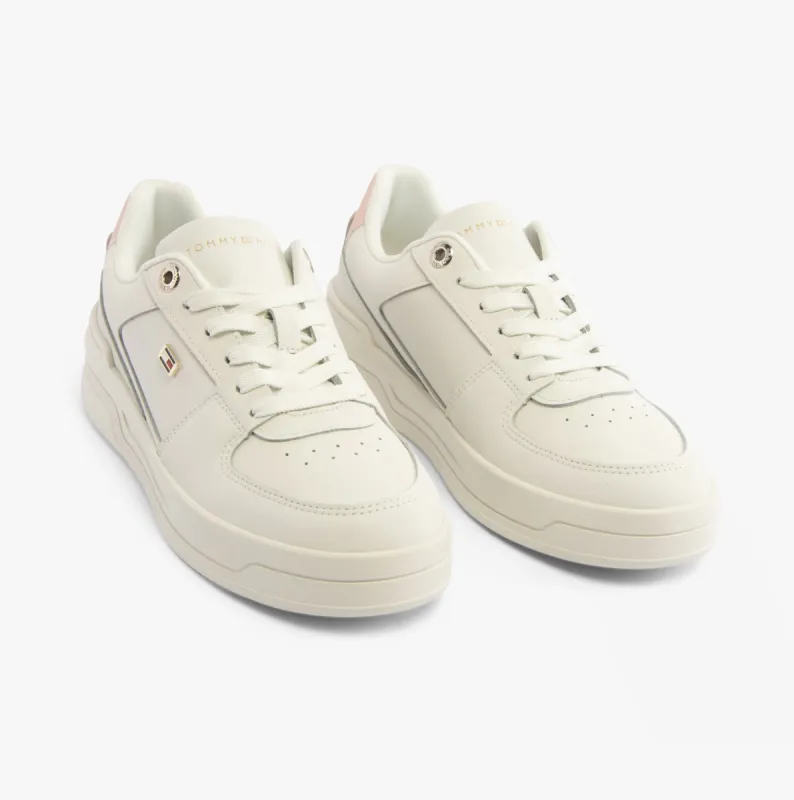 Tommy Hilfiger FLAG BASKET SNEAKER Womens Sneakers Ecru/Whimsy Pink made by Tommy Hilfiger