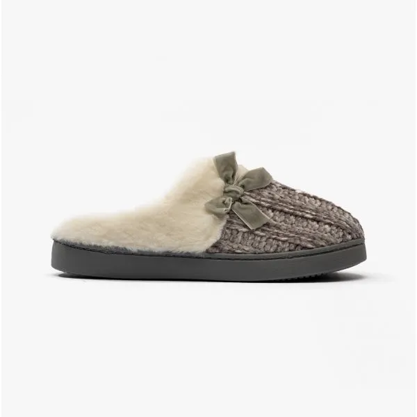 Jo & Joe AMBER Womens Knitted Mule Slippers Grey sold by Shuperb