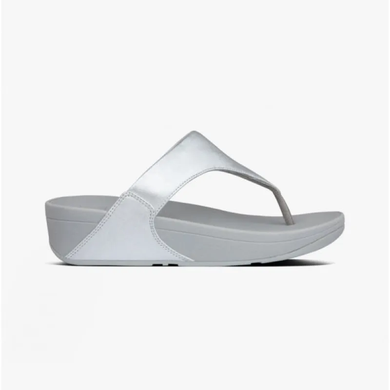 LULU Ladies Leather Toe-Post Sandals Silver sold by Shuperb