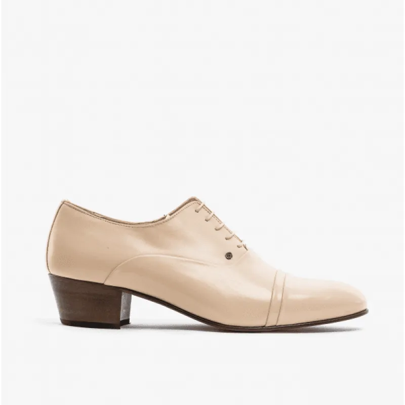 Club Cubano CORDOBA Mens Soft Leather Lace Up Cuban Heel Oxford Shoes Ivory sold by Shuperb
