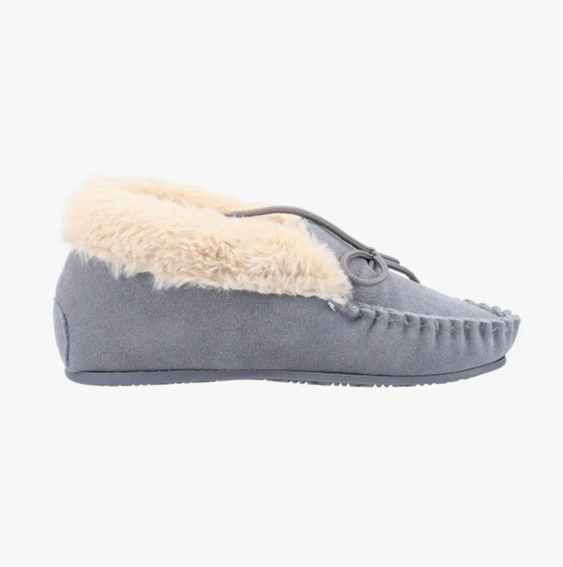 Hush Puppies PHILIPPA Womens Suede Moccasin Slippers Grey sold by Shuperb
