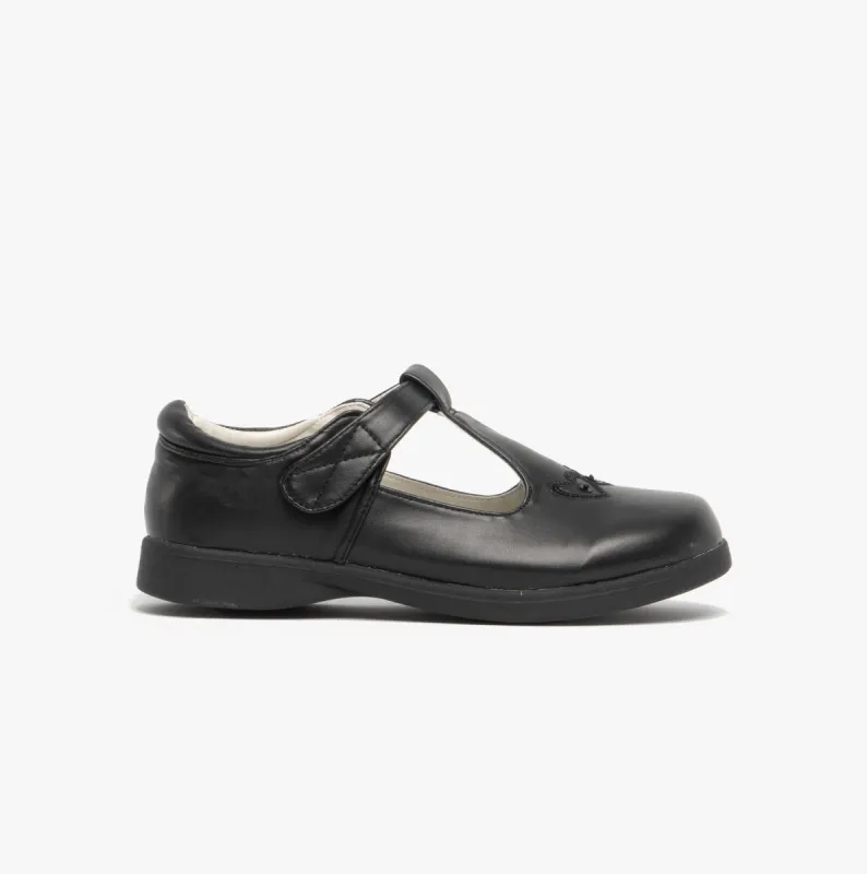 Boulevard Girls Touch Fasten T-Bar School Shoes Black Matt sold by Shuperb