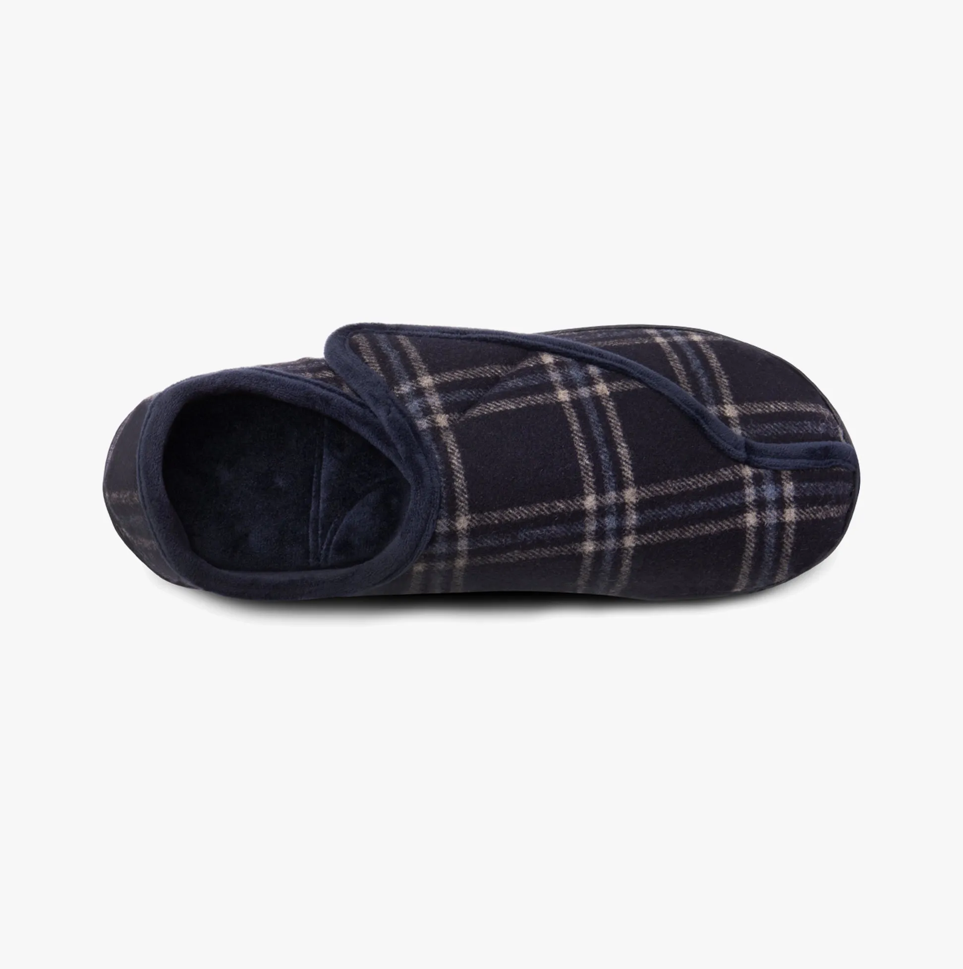 Totes Isotoner VELOUR CLOSED BACK Mens Slippers Navy Check sold by Shuperb product image thumbnail 2