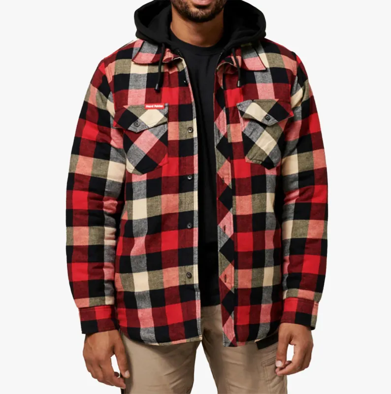 Hard Yakka QUILTED FLANNEL Mens Shirt Jacket Red sold by Shuperb