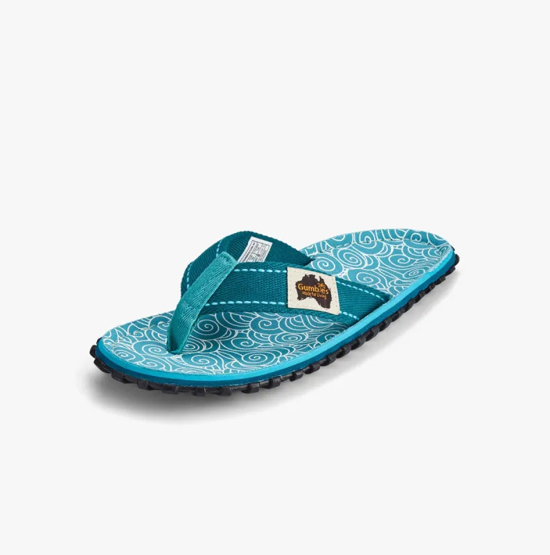 Gumbies ISLANDER Womens Recycled Flip-Flops Turquoise Swirls sold by Shuperb