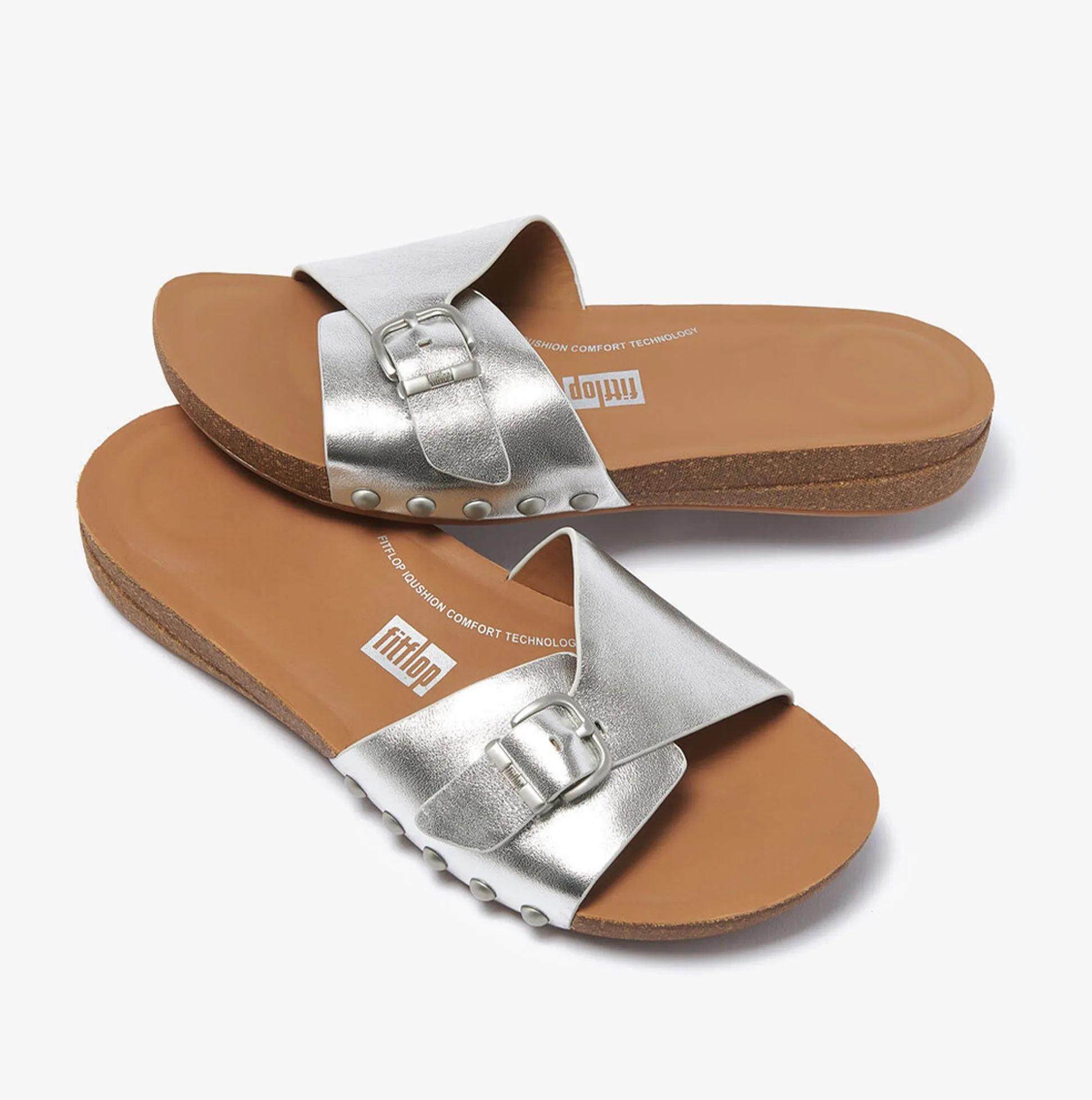 FitFlop iQUSHION ADJUSTABLE METALLIC Womens Slides Silver sold by Shuperb product image thumbnail 2
