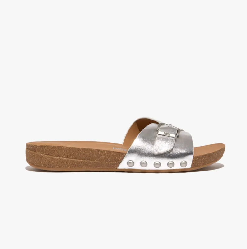FitFlop iQUSHION ADJUSTABLE METALLIC Womens Slides Silver sold by Shuperb