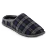 Totes Isotoner WOOL CHECK Mens Mule Slippers Grey sold by Shuperb