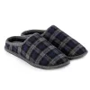 Totes Isotoner WOOL CHECK Mens Mule Slippers Grey sold by Shuperb