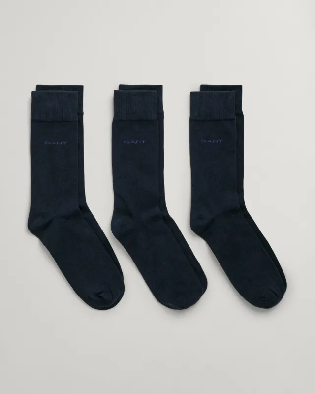 GANT Mens 3 Pack Soft Cotton Socks Marine sold by Shuperb
