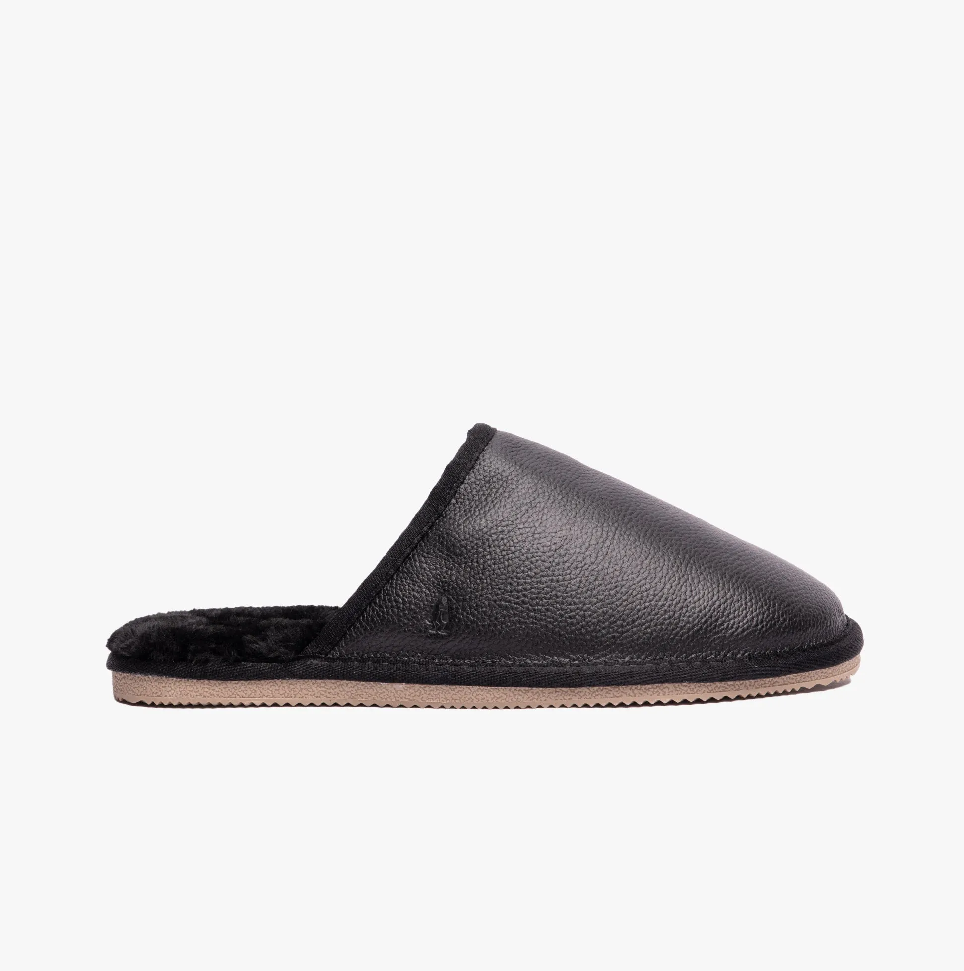 Hush Puppies COADY LEATHER SLIPPER Classic Mens Slippers Black sold by Shuperb