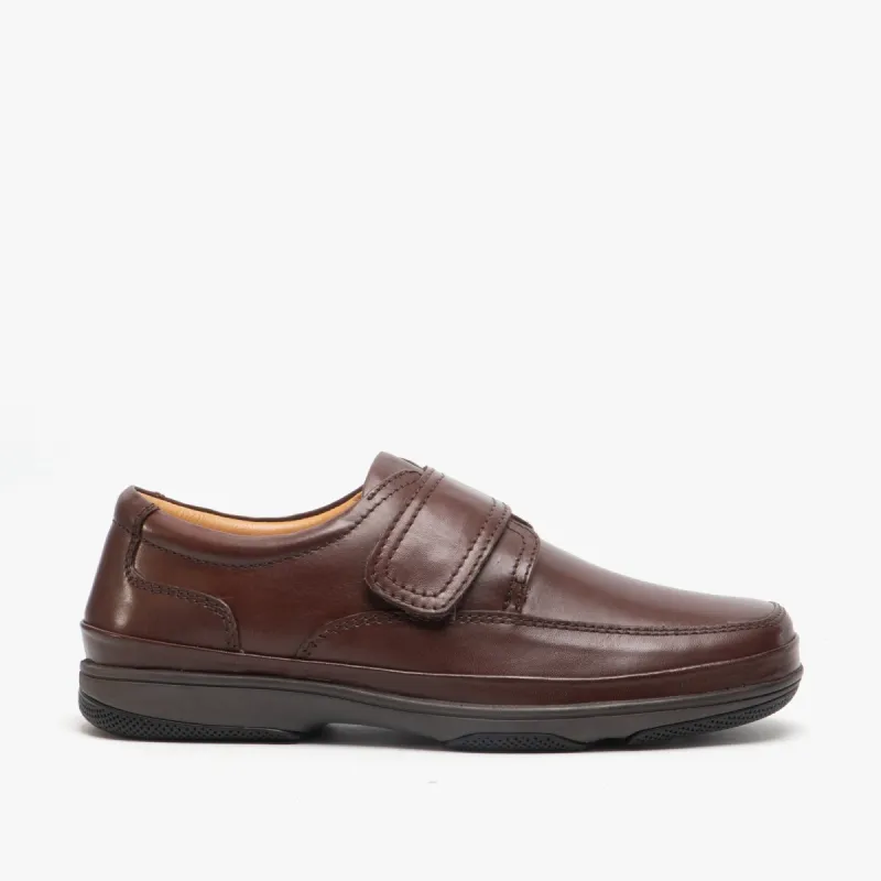 Roamers WALLACE Mens Burnished Leather Wide Fit Casual Shoes Brown made by Shuperb