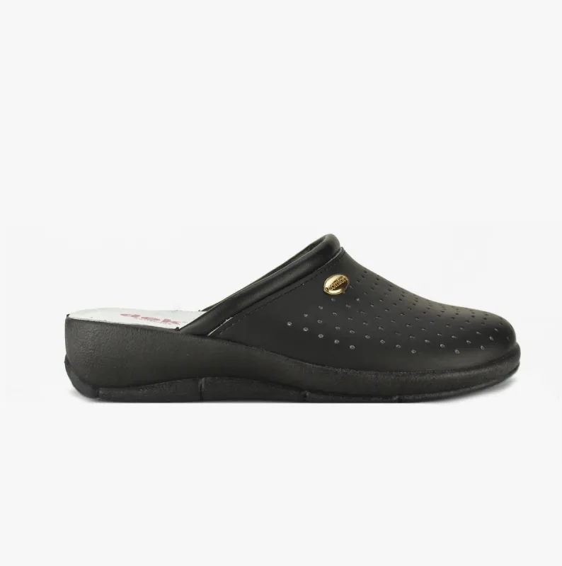 DEK ANGIE Womens Leather Mule Clogs Sandals Black sold by Shuperb