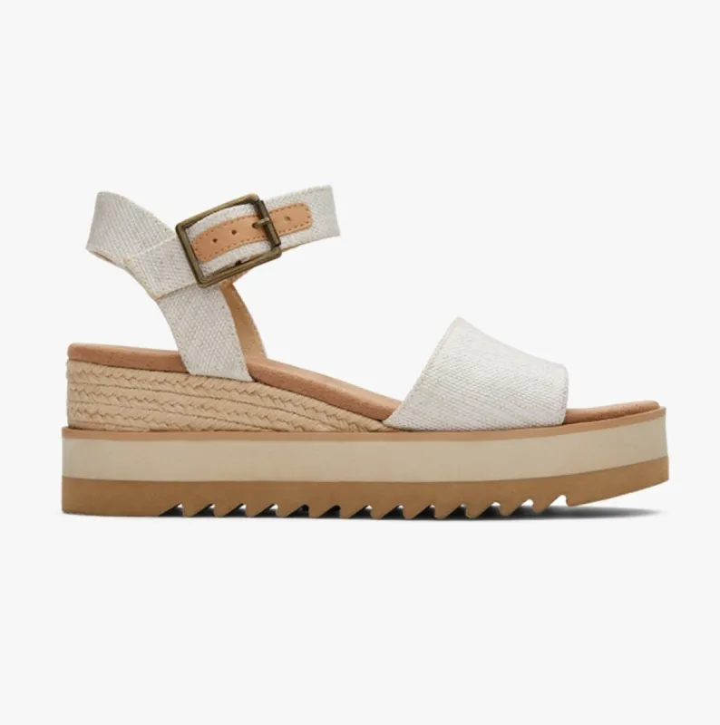 TOMS DIANA Womens Canvas Wedge Sandals Natural sold by Shuperb