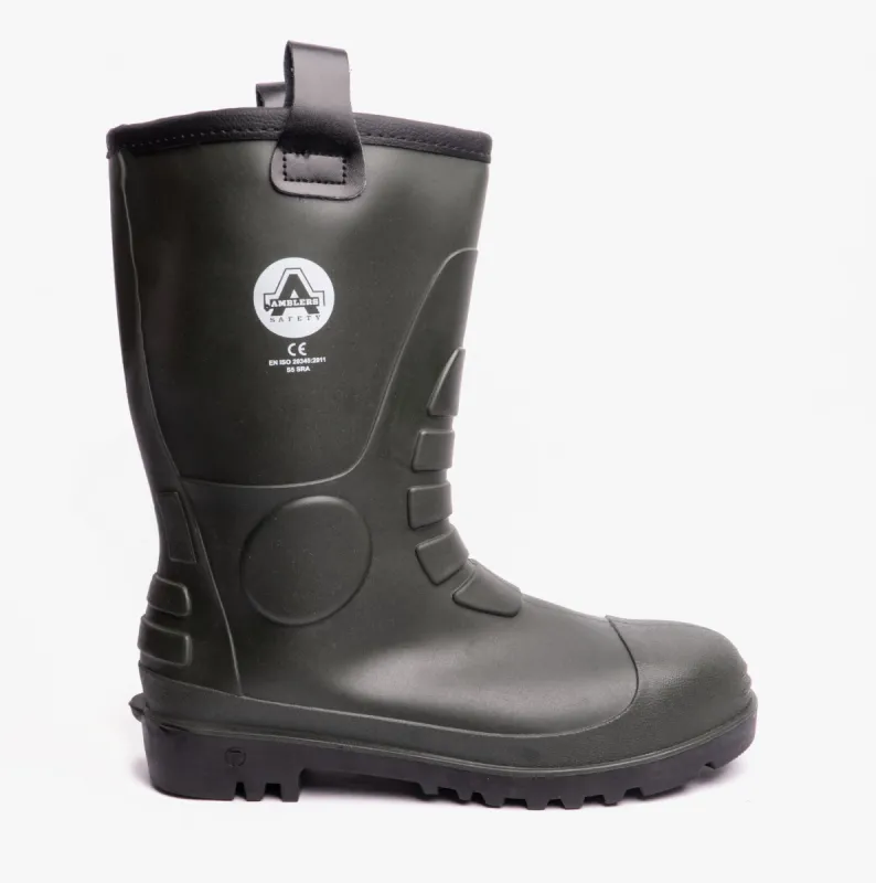 Amblers Safety FS97 Unisex Safety Rigger Wellington Boots Green sold by Shuperb