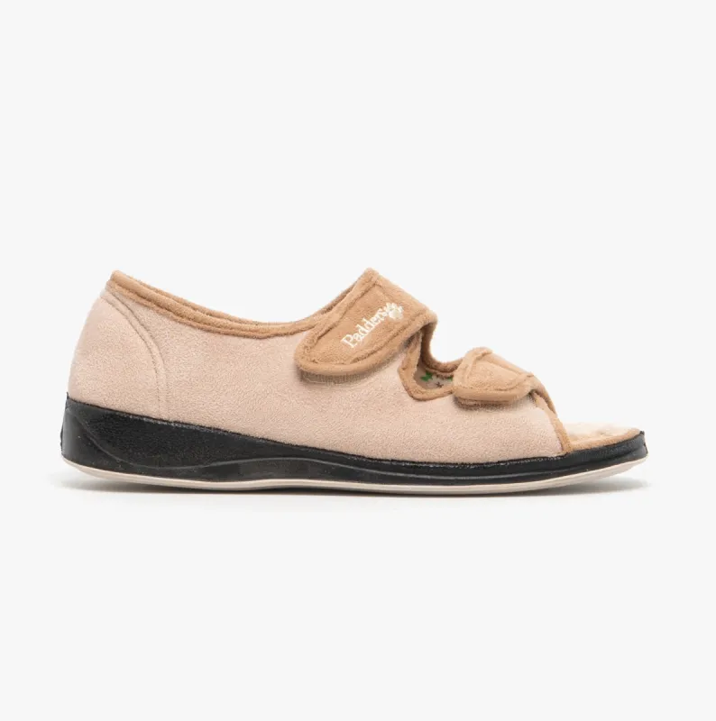 Padders LYDIA Womens (EE Fit) Touch Fasten Slippers Taupe sold by Shuperb