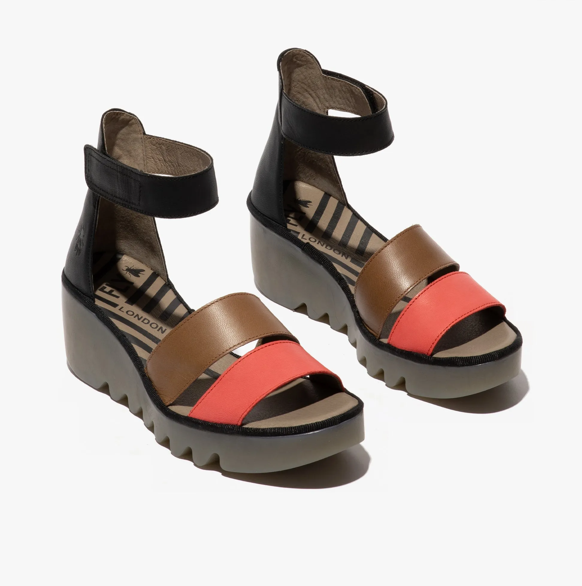 Fly London BONO290FLY Womens Wedge Sandals Raspberry/Ground/Black sold by Shuperb product image thumbnail 2