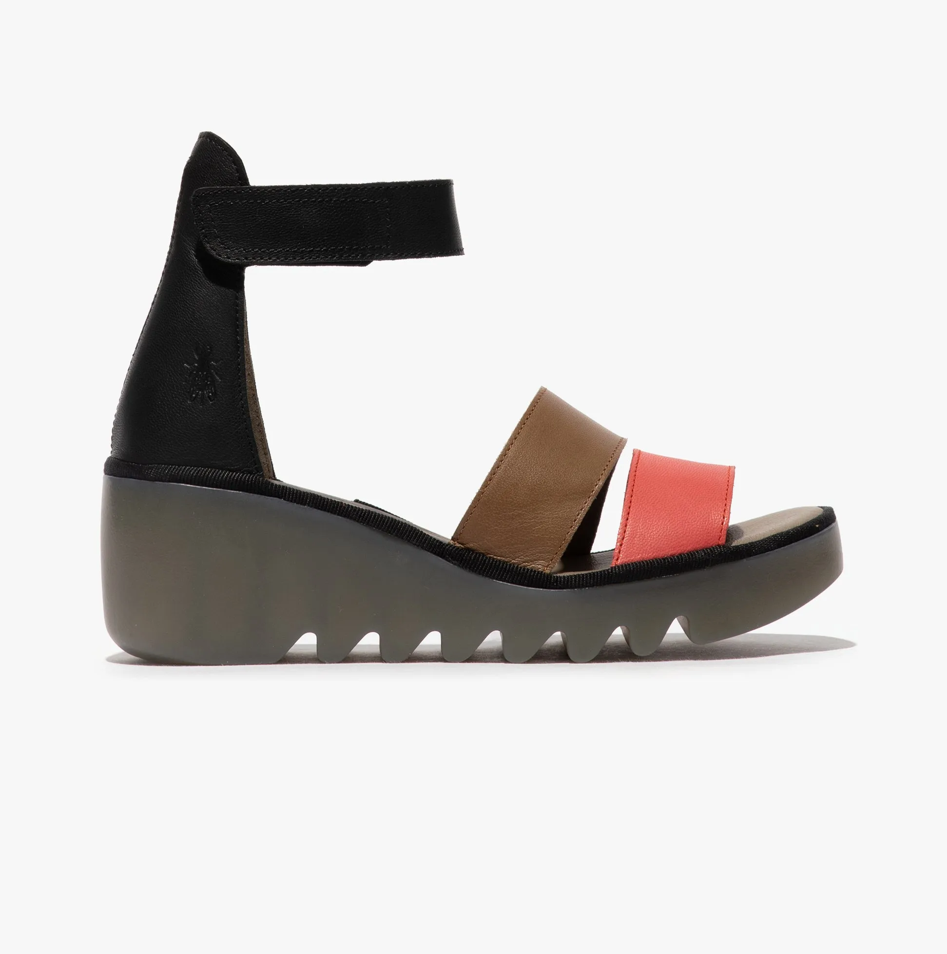 Fly London BONO290FLY Womens Wedge Sandals Raspberry/Ground/Black sold by Shuperb