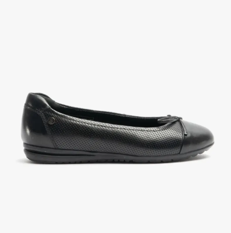 JOLENE Ladies Leather Ballerina Shoes Black sold by Shuperb