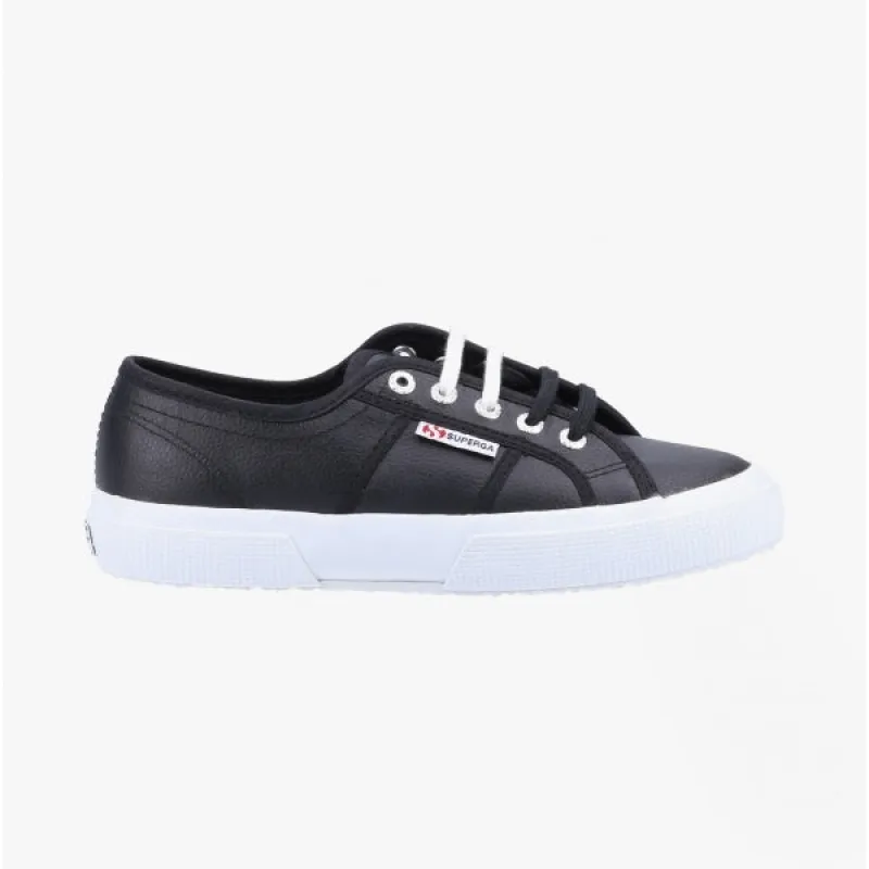 2750 TUMBLED Mens Leather Trainers Black/White made by Shuperb