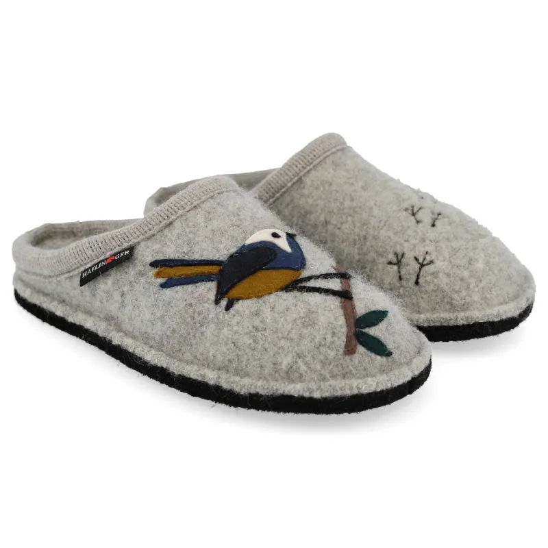 Haflinger SONGBIRD Womens Slippers Mottled Stone Grey made by Haflinger