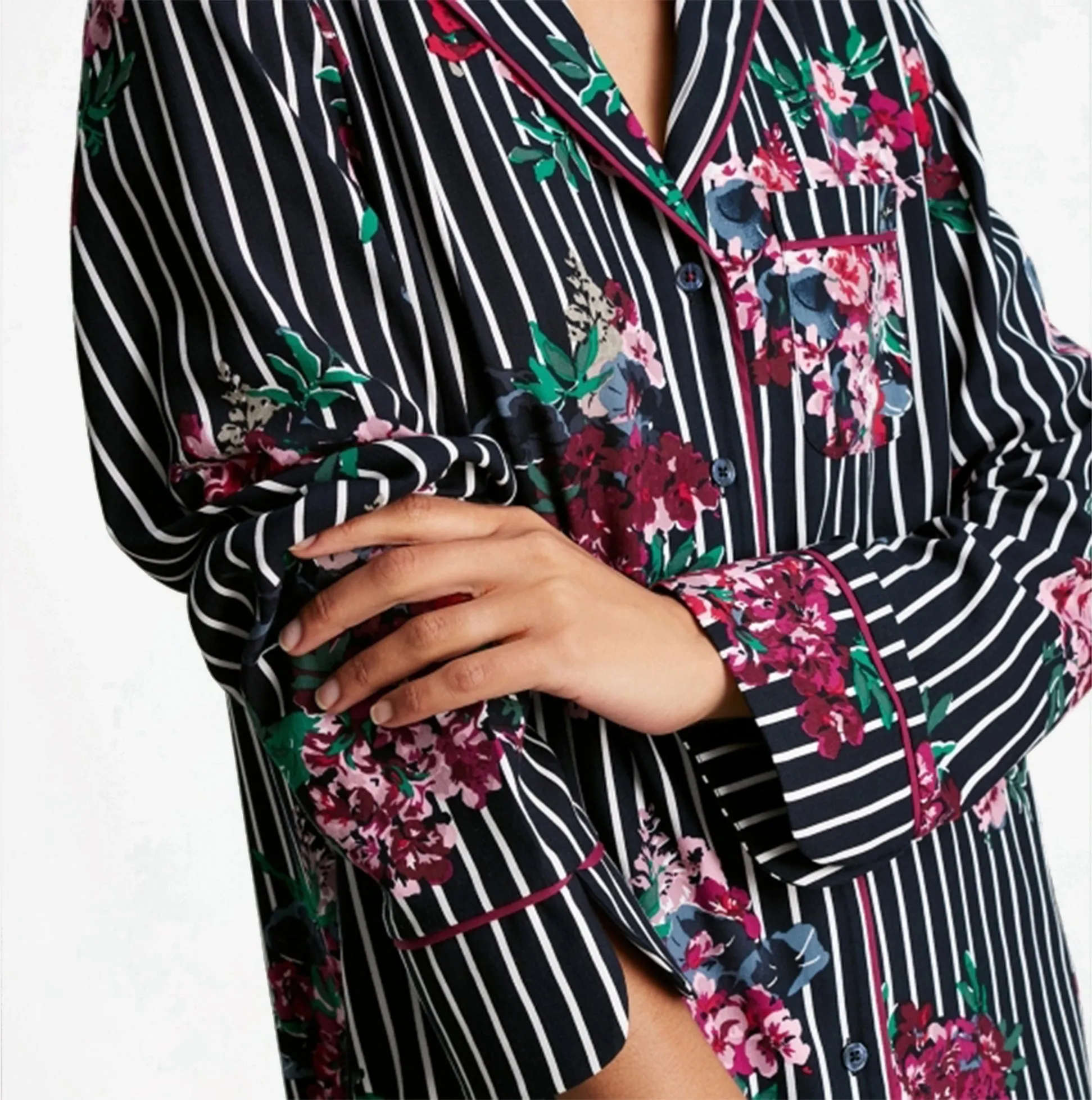 LEILA LIGHT Ladies Cotton Nightwear Navy Floral sold by Shuperb product image thumbnail 4