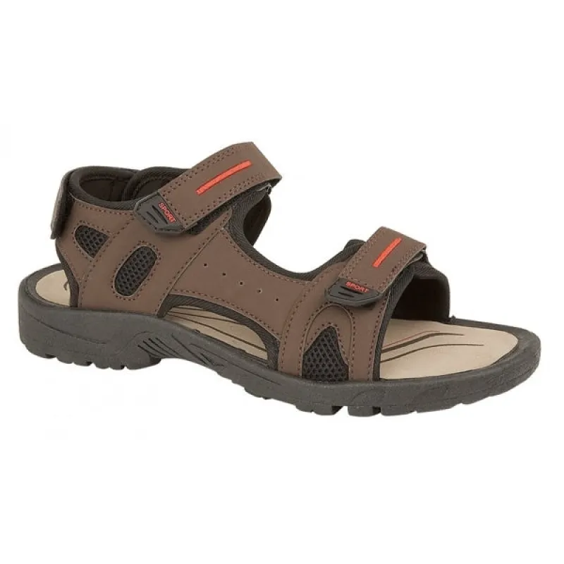 PDQ BROWN PU 3 Touch Fastening Adjustable Sports Sandal sold by Shuperb