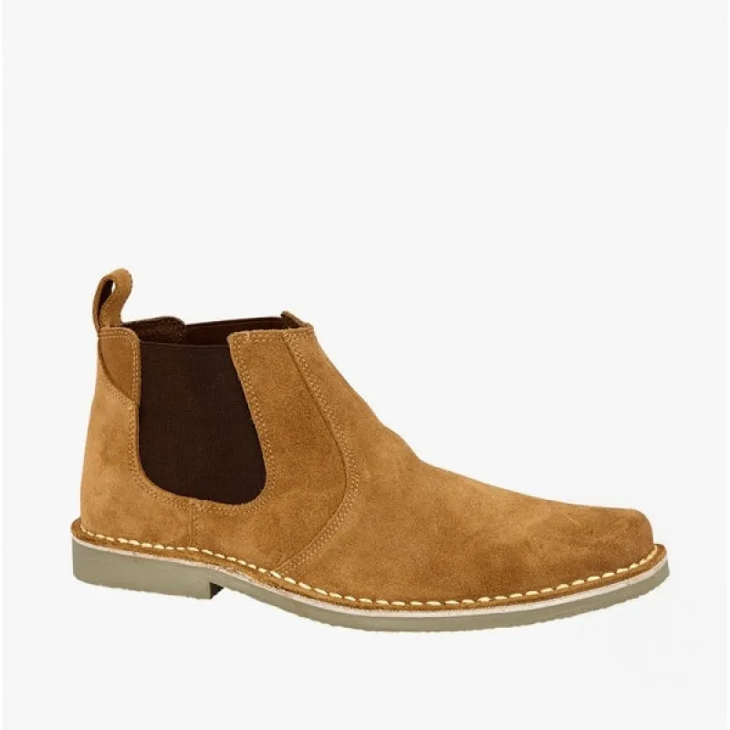 Roamers JASON Mens Twin Gusset Suede Leather Chelsea Boots Taupe made by Shuperb