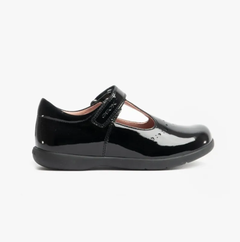 GEOX NAIMARA G B Girls Leather Touch Fasten School Shoes Patent Black sold by Shuperb