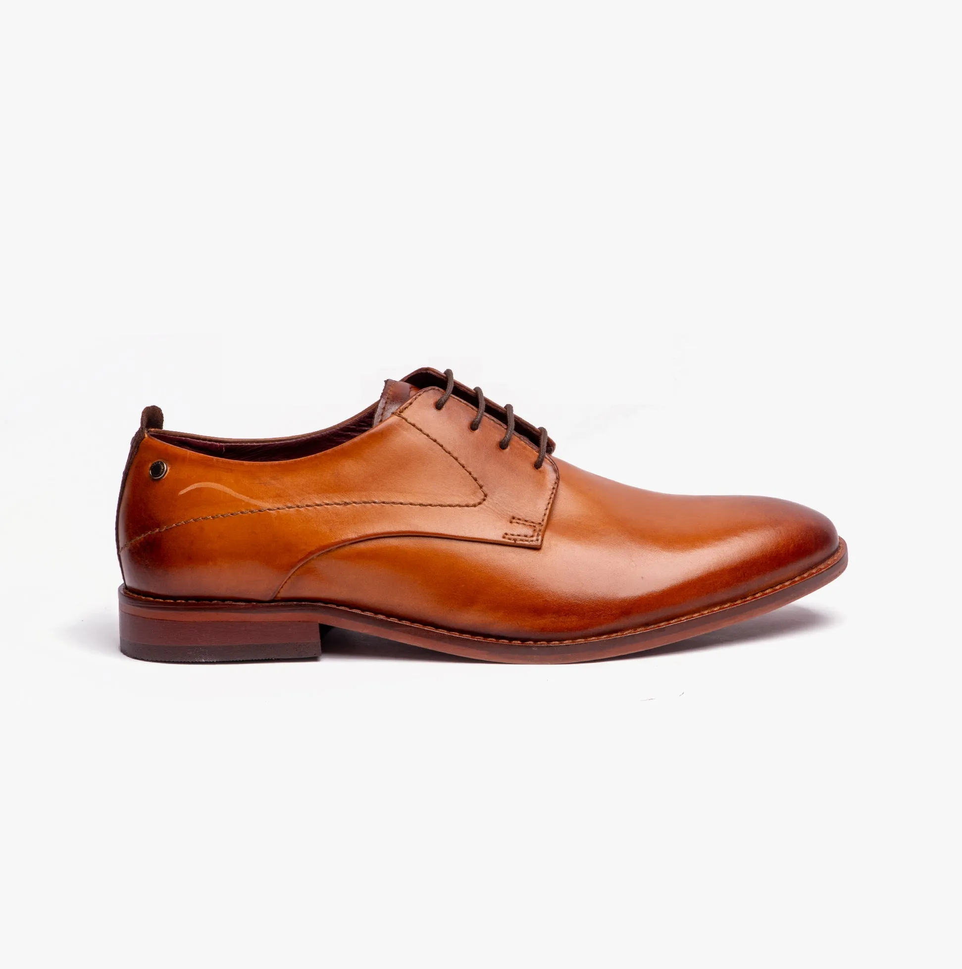 Base London SCRIPT Mens Leather Derby Shoes Tan sold by Shuperb