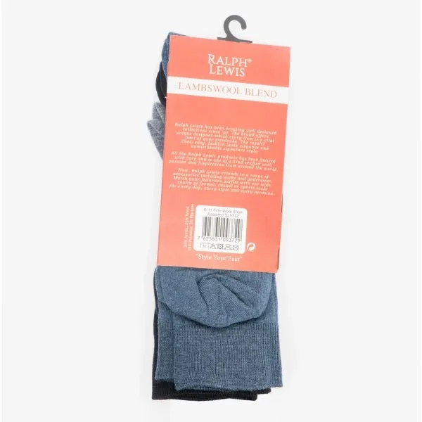 Mens 3 Pack Of Lambswool Blend Socks Navy: One Size sold by Shuperb product image thumbnail 3