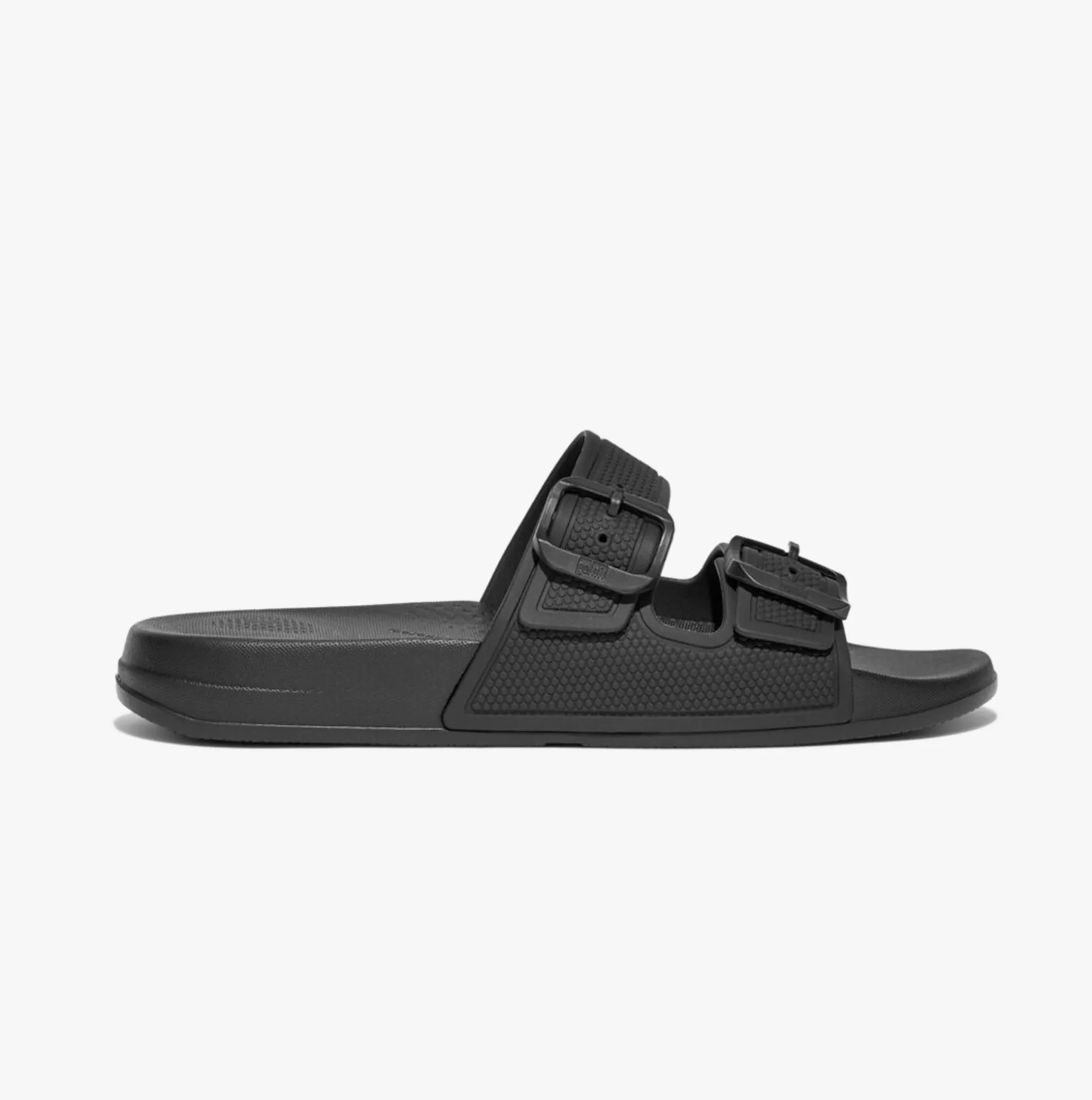 FitFlop FD2-090 IQUSHION TWO-BAR BUCKLE Womens Slides All Black sold by Shuperb