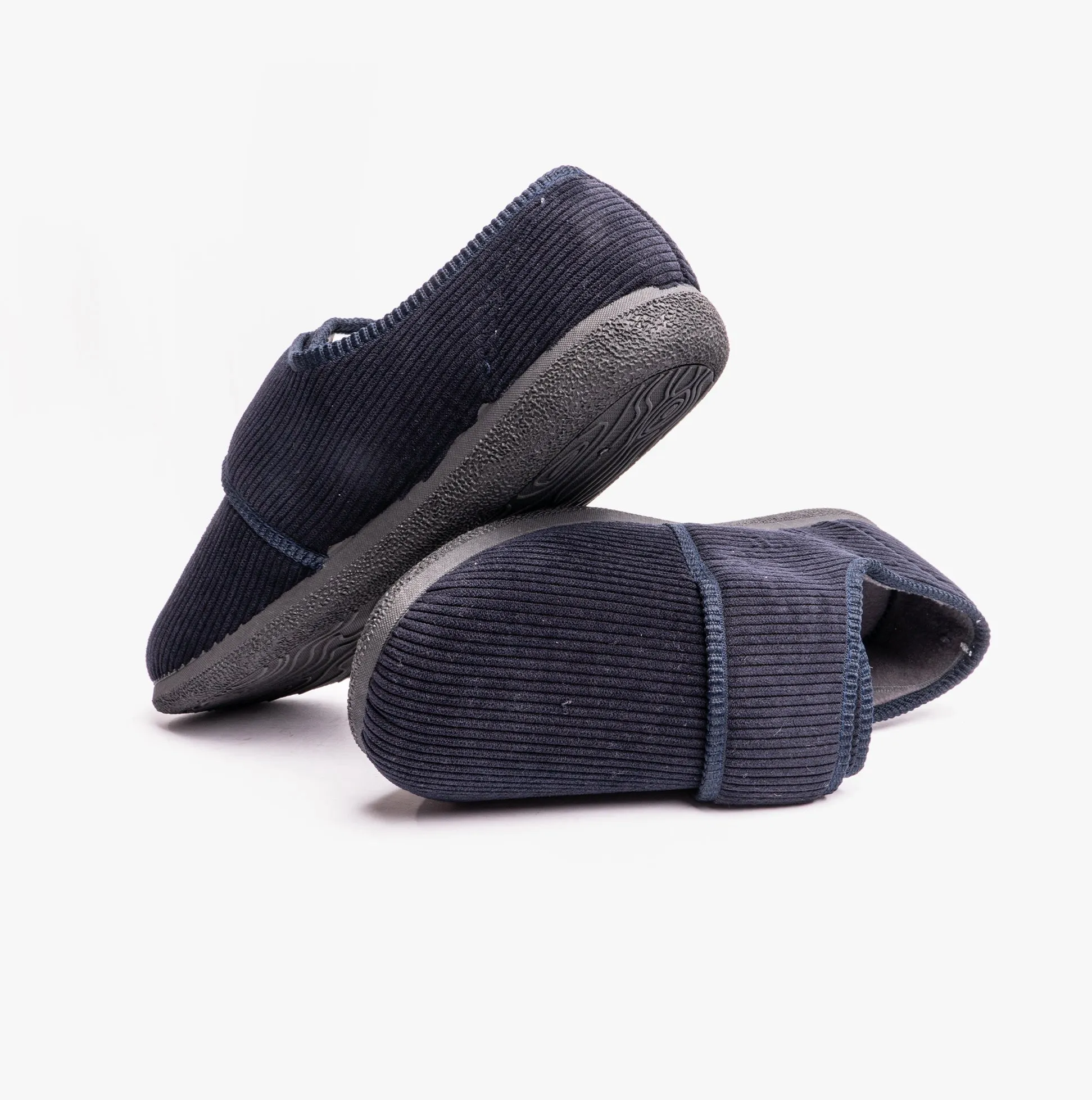 Padders OLIVER Mens Super Wide Touch Fasten Full Slippers Navy sold by Shuperb product image thumbnail 4
