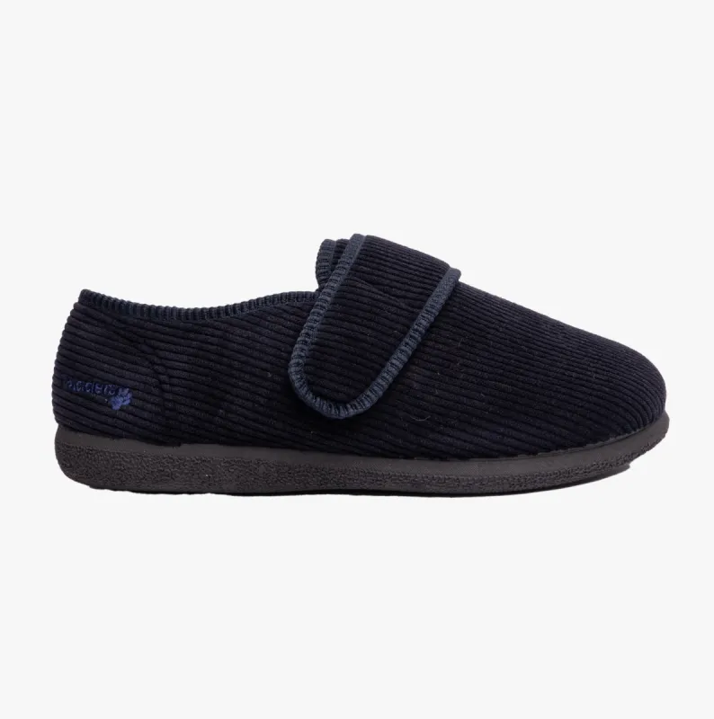 Padders OLIVER Mens Touch Fasten Full Slippers Navy sold by Shuperb