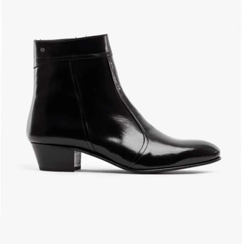 Club Cubano EMMANUEL Mens Smooth Leather Cuban Heel Boots Black sold by Shuperb