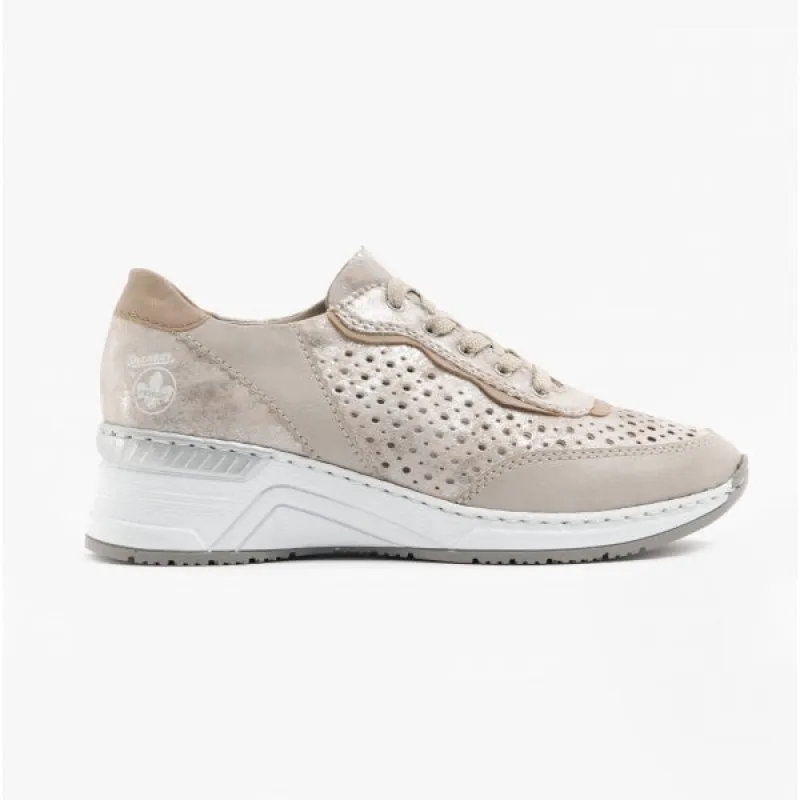 N4341-60 Ladies Lace-Up Trainers Beige sold by Shuperb