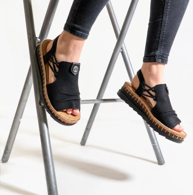 Rieker V7972-00 Womens Sandals Black sold by Shuperb