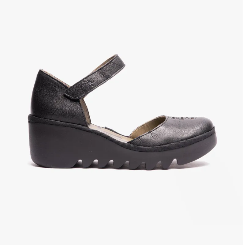 BISO305FLY Ladies Wedge Sandals Black sold by Shuperb