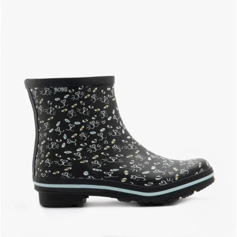 RAIN CHECK MISTY EYE Ladies Ankle Wellington Boots Black Cats made by Skechers